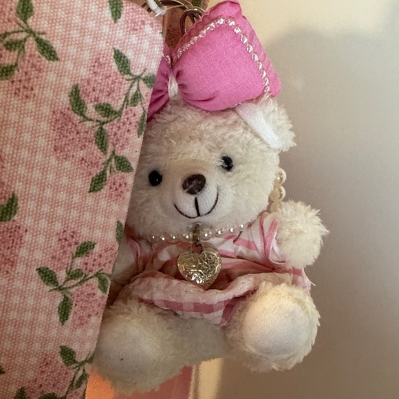 Madden Girl Pink Floral Mini Tote with Bear Charm - Picture 4 of 5